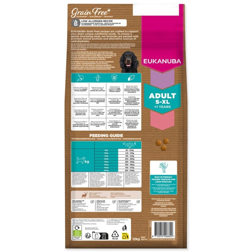 Krmivo EUKANUBA Grain Free Adult all breeds rich in venison 12kg