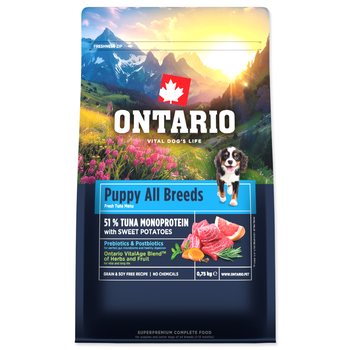 Krmivo Ontario Puppy & Junior All Breeds Monoprotein Turkey & Sweet Potatoes 0,75kg