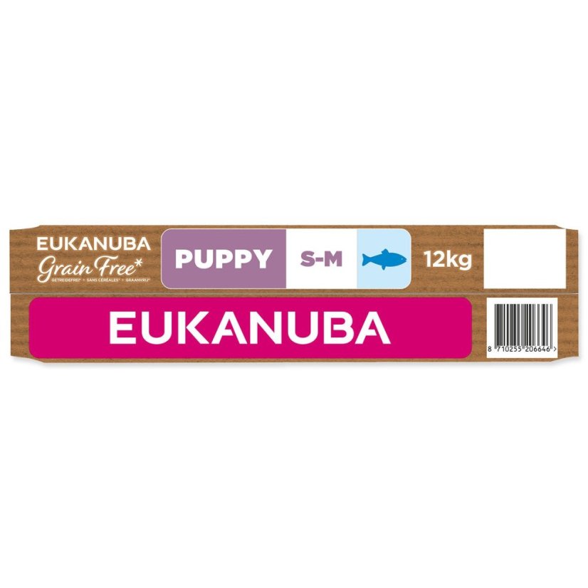 Krmivo  EUKANUBA Grain Free Puppy Small & Medium rich in ocean fish 12kg