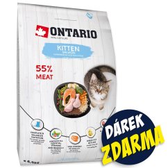 Krmivo Ontario Kitten Salmon 6,5kg + 6 kapsiček ZDARMA