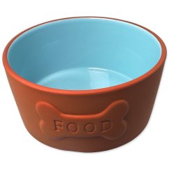 Miska Dog Fantasy keramická FOOD cihlová/modrá 16,5x8cm, 750ml