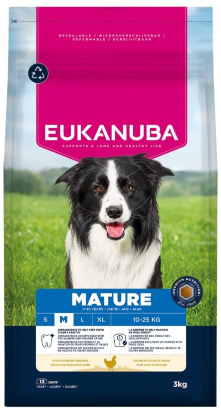Krmivo EUKANUBA Mature Medium rich in fresh chicken 3kg