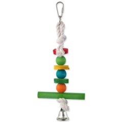 Hračka Bird Jewel závěsná dřevěná hrazda se zvonkem 30cm