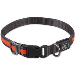 Obojek Dog Fantasy USB LED nylonový svítící S-M oranžový 1,9x35-50cm