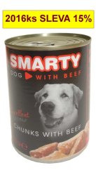 SMARTY Dog Hovězí chunks, konzerva 410 g