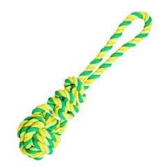 Přetahovadlo míč s uzlem bavlněné 23 cm / 90 g limetková/zelená, HipHop Dog