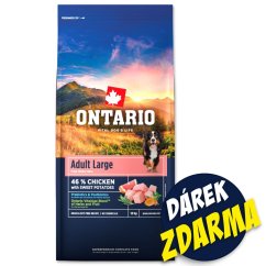 Krmivo Ontario Adult Large Chicken 12kg + 3 konzervy 400g ZDARMA