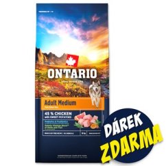 Krmivo Ontario Adult Medium Chicken & Sweet Potatoes 12kg+Pochoutka Ontario kachna 500g