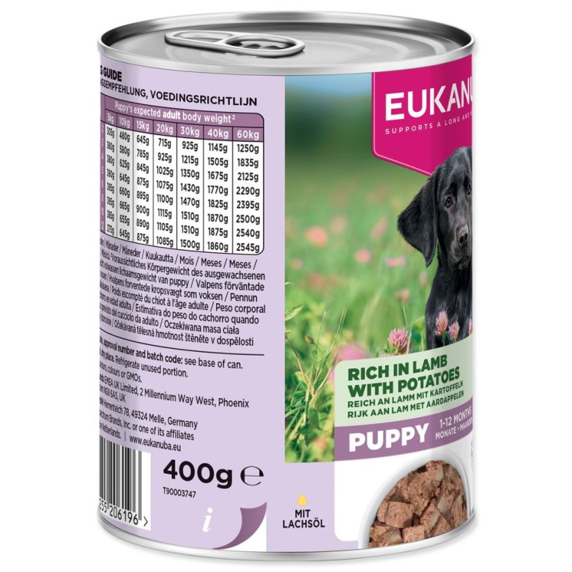 Konzerva EUKANUBA Puppy bohatá na jehněčí s bramborami 400 g