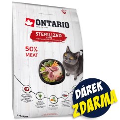 Krmivo Ontario Cat Sterilised Lamb 6,5kg + 6 kapsiček ZDARMA