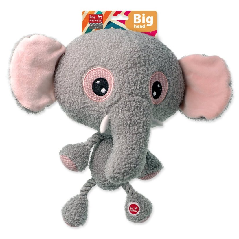 Hračka Dog Fantasy Big head slon plyšový pískací 30cm
