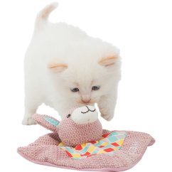 JUNIOR snuggler - plyšový mazlíček, čtverec s králičí hlavou 13 x 13 cm