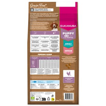 Krmivo  EUKANUBA Grain Free Puppy Small & Medium rich in ocean fish 12kg