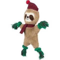 Xmas SLOTH  - vánoční lenochod 30 cm, píská/šustí, plyš/lano