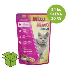 Miau Miau Cat Junior kuřecí, kapsa 100 g (24 ks) SLEVA 10 %