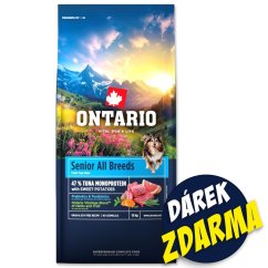 Krmivo Ontario Senior All Breeds Monoprotein Tuna&Sweet Potatoes 12kg+Pochoutka Ontario kachna 500g