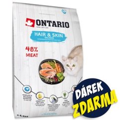 Krmivo Ontario Cat Hair & Skin 6,5kg + 6 kapsiček ZDARMA