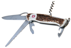 Švýcarský zavírací nůž Victorinox s parohovými střenkami - nůž+pilka