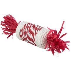 Xmas Candy Roll - 100% přírodní hračka pro hlodavce, 18 cm, červená/bílá
