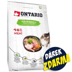 Krmivo Ontario Cat Hairball 2kg + 4 kapsičky ZDARMA