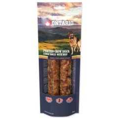Pochoutka Ontario Protein hovězí, žvýkací rolka velká 2ks 25,4cm