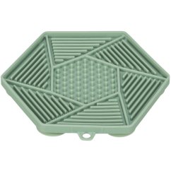 Lick´n´Snack HEXAGON s přísavkami - podložka k pomalému krmení, 17 cm, TPR/plast, zelená