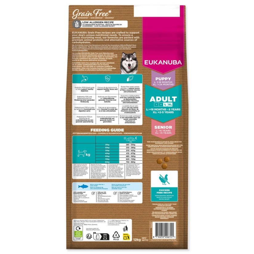 Krmivo EUKANUBA Grain Free Adult Large rich in ocean fish 12kg