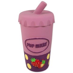 Hračka Dog Fantasy Latex kelímek mléčný koktejl se zvukem fialová 14,5cm