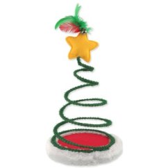 Hračka Magic Cat Winter Tale Vánoční  pružinový stromeček s hvězdou a peříčky 15x25cm