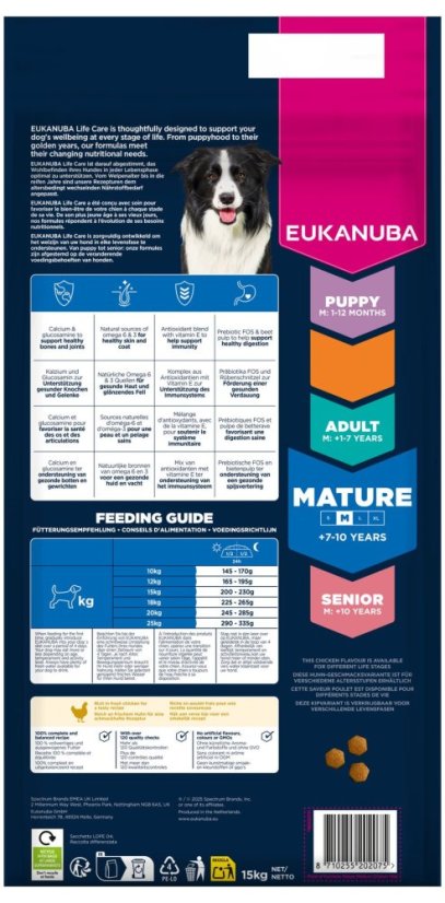 Krmivo EUKANUBA Mature Medium rich in fresh chicken 15kg