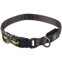 Obojek Dog Fantasy USB LED nylonový svítící M-L zelený 2,5x45-65cm