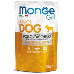 MONGE GRILL JUNIOR kapsička kuřecí s krůtou pro štěňata 100 g