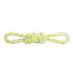 Hebké pletené přetahovadlo "osma" HipHop PLUSH 24 cm, pistáciová, žlutá, bílá