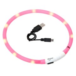 LED obojek dobíjecí Karlie, růžová 35 cm