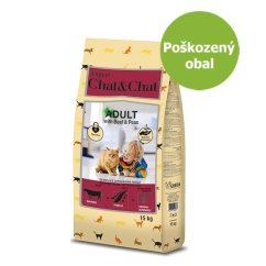 Chat & Chat Expert Adult Beef & Peas 14 kg - Poškozený obal - SLEVA 15 %