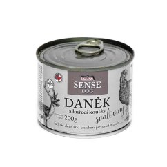 FALCO SENSE Dog daněk a kuřecí kousky svaloviny, konzerva 200 g