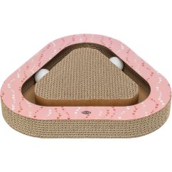 Škrabací karton VALENTINE triangl, s míčky a catnipem, 36 x 5 x 36/36 cm, losos - LIMITOVANÁ NABÍDKA