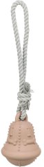 Vánoční zvonek na pamlsky, na laně, o 12/36 cm, tvrdá guma/bavlna, starorůžová