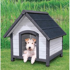 Natura bouda pro psa se sedlovou střechou, S-M: 71 x 77 x 76 cm, šedá